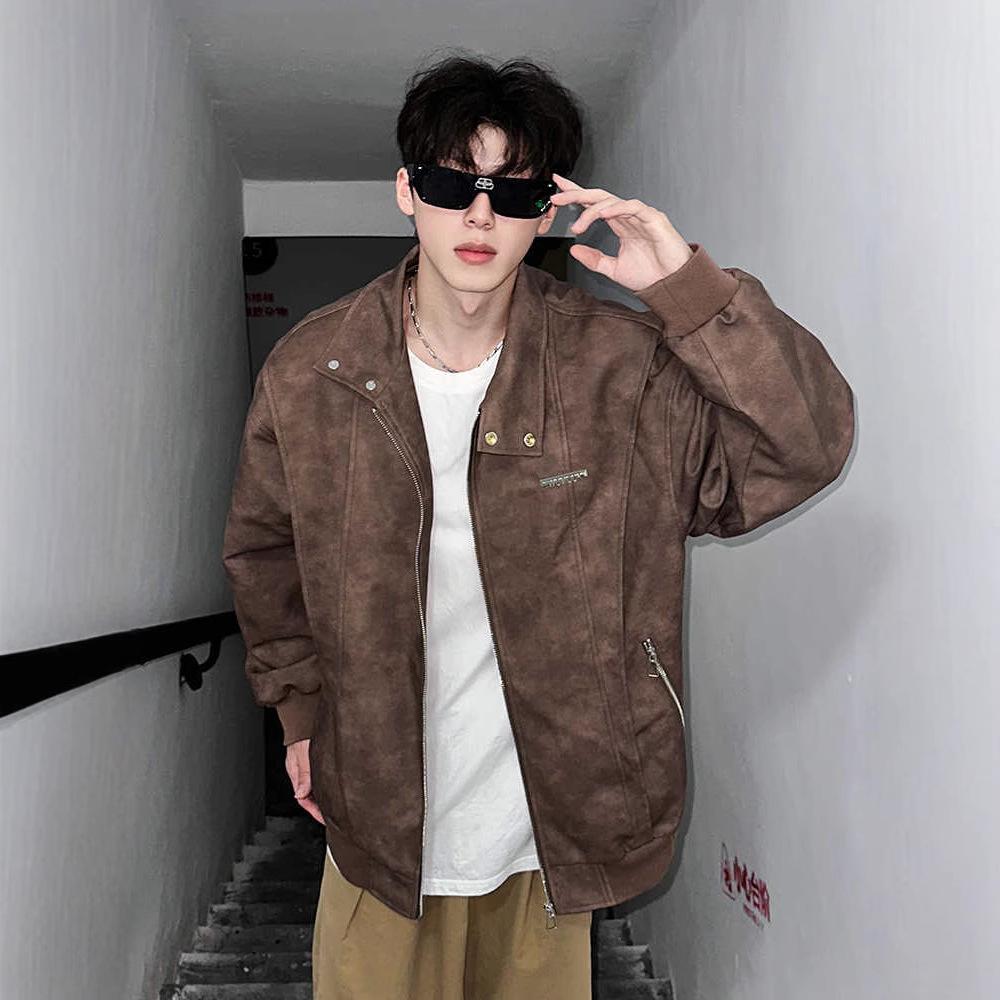 Винтажная кожаная куртка тай-дай мужская весенне-осенняя новая свободная куртка