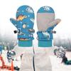 Splashproof Mittens Kid Gloves Windproof Children Winter Warm Snow Gloves Printed Cartoon Dinosaur Thicken Thermal Mitts