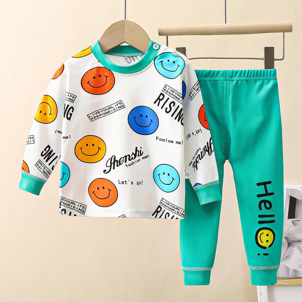 Kids' Pure Cotton Underwear & Homewear Set - Boys & Girls Autumn Cartoon Clothes & Trousers