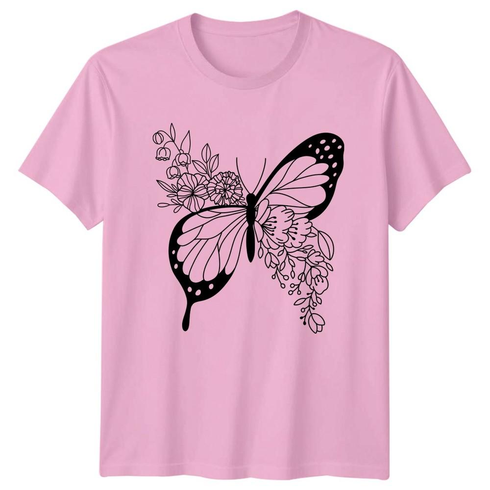Floral Butterfly Design TShirt Botanical Art Birthday Gift For Him And Her