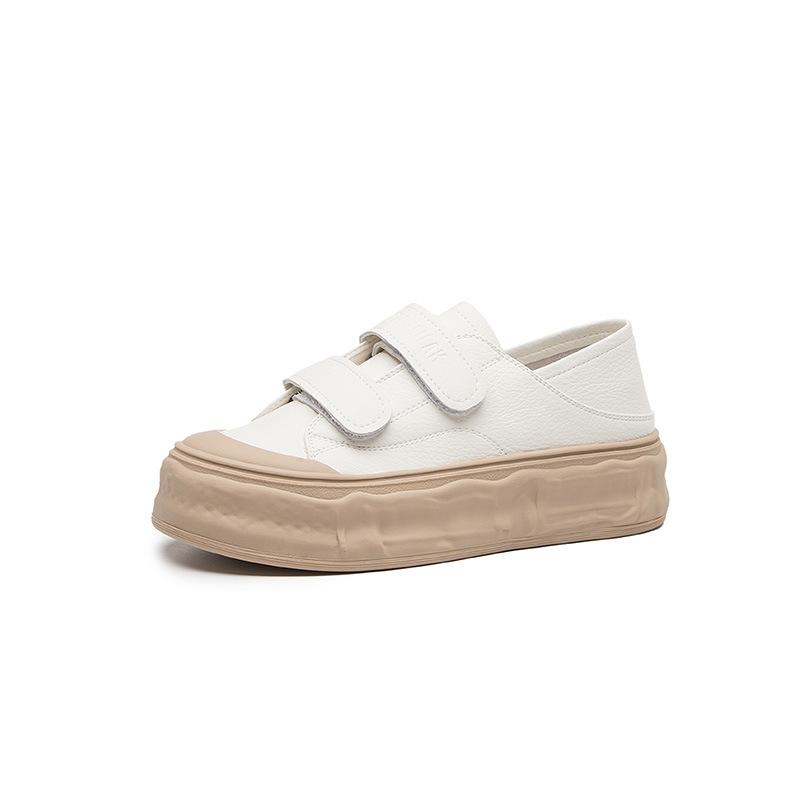 Marsoonism Color Matching Dissolving Shoes Women's Little White Shoes Leather Biscuit Shoes Casual Thick Baseplate Shoes