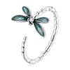 BAMOER 925 Sterling Silver Exquisite Retro Dragonfly Adjustable Open Ring for Women Fine Jewelry