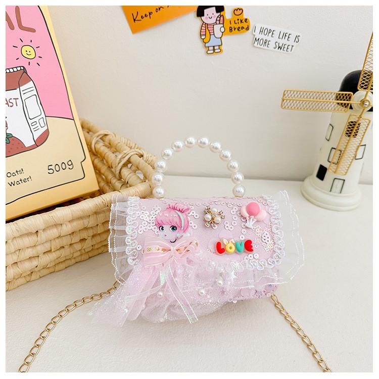 Flower Cartoon Bow Girl Decoration Children Shoulder Bag With Lace Design