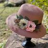 Handmade flower straw hat women's summer sunscreen sunshade bucket hat seaside vacation beach hat new small face