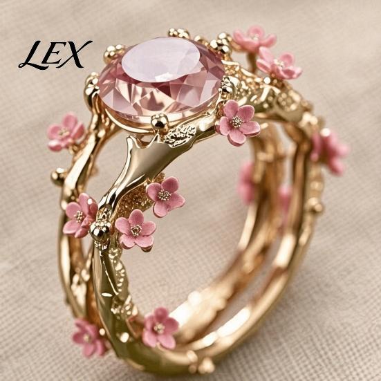 Comfortable Alloy Ring Lightweight Finger Ring, Pink Flower Design Smooth T-shirt Matching Polished Surface Band for Daily Wear Party Date Floral