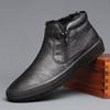 Мужские зимние теплые ботинки из искусственной кожи, теплые высокие повседневные ботинки с плюшевой подкладкой, сохраняющие тепло, на толстом меху, мужские ботинки на платформе