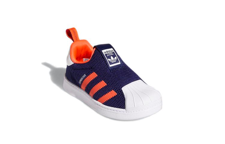 adidas Оригиналы SUPERSTAR 360 Устойчивые к истиранию Низкие кеды для малышей Синие Оранжевые Для младенцев и малышей Q46323