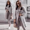 Tooxika Women's Autumn And Winter New Long-sleeved Solid Color Tie Woolen Slim Lapel Coat