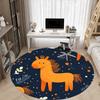 1PC Horse Winter Office Round Area Rug,  Mat Suitable ForOffice, Under Office Chairs Bedroom Living Room Home Decor, Room Deco