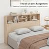 Freestanding Headboard with Storage, 4 Open Compartments, 160 x 20.2 x 108.2 cm, Natural Wood