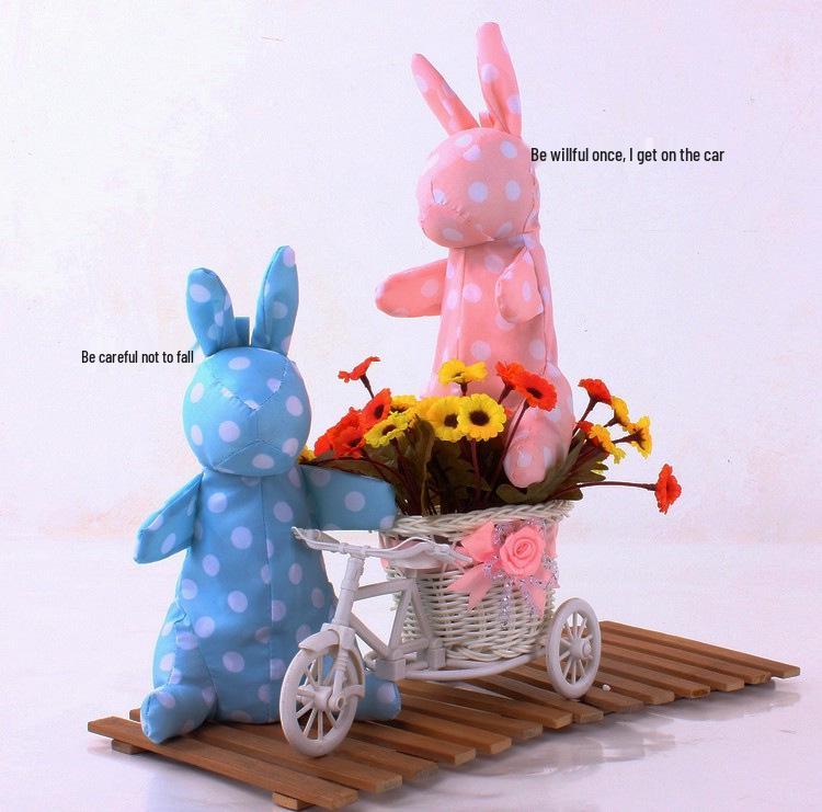 Новый зонт от солнца и дождя складной с мультяшным кроликом и в горошек