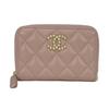 Used 10097 Coco Pearl Zip Coin Purse AP3811 7943 COCO Mark CC Mark Dots Random Matelasse Pink Beige Women's from Japan