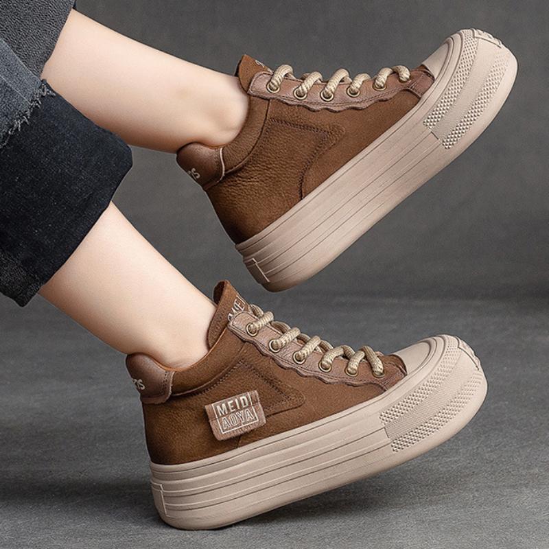 Johnature Универсальные туфли на плоской подошве из натуральной кожи на толстой подошве, повседневные однотонные короткие ботинки, женская обувь