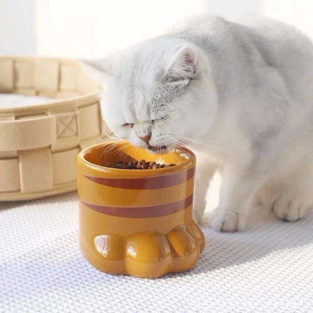 Slanted Mouth Ceramic Cat Bowl Large Capacity High Foot Bowl Drinking Bowl Water Bowl Pet Feeding