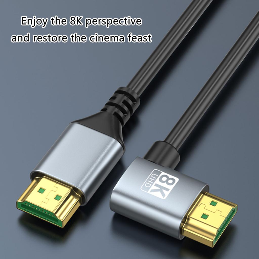 HDMI2.1 8K 60Hz Video Cord with 90 Degree Elbow Optional for Projector Monitor TV Aluminum Shell For Long Time Use
