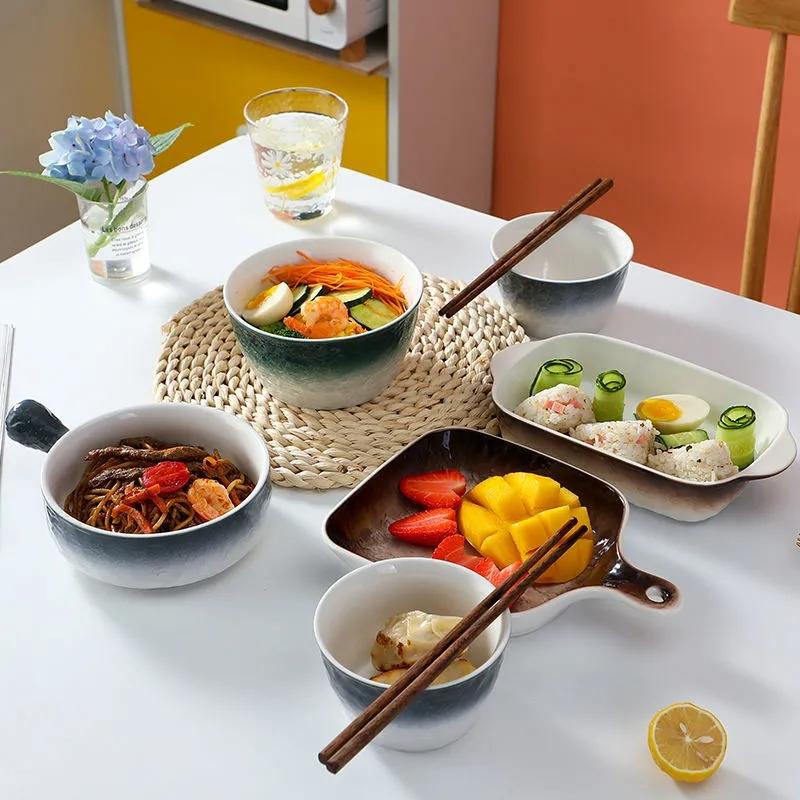 Nordic Ceramic Dishes Set Household Combination Dishes and Chopsticks Net Red Creative Tableware Four Set