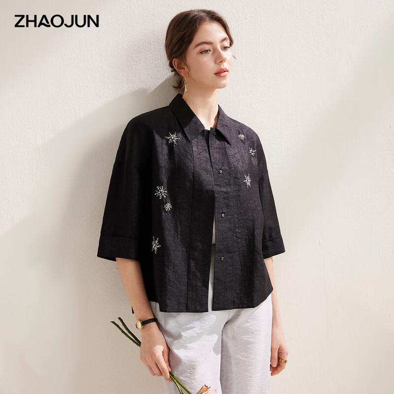 Женская шелковая рубашка с вышивкой и лацканами Zhaojun