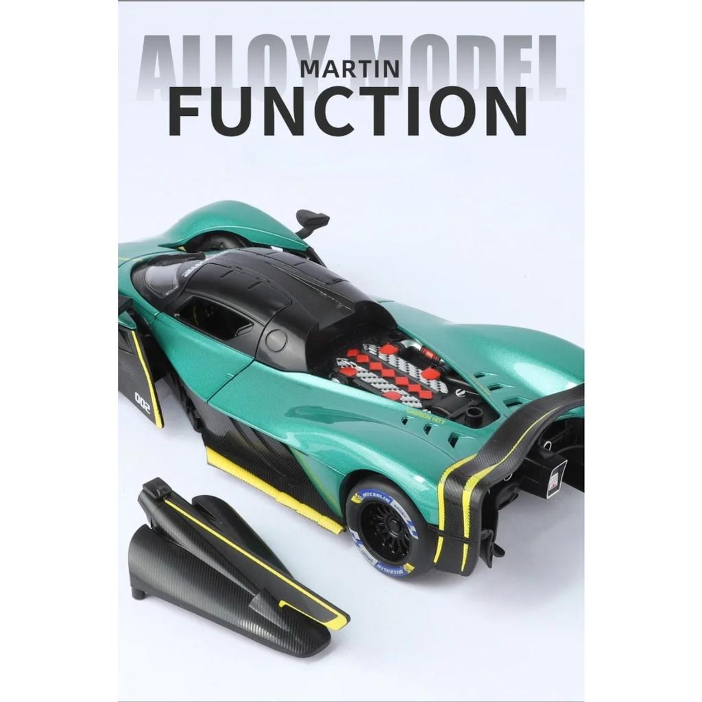 1/24 Scale Diecast Model of Aston Martin Valkyrie Alloy Sports Car Toy with Sound and Light Children Boy Birthday Gift Home Decor