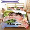 3pcs Custom Name Cha Eun woo Bedding Set Duvet Cover Closure Includes 1 Duvet Cover & 2 Pillowcases, Soft and Comfortable for All Seasons.