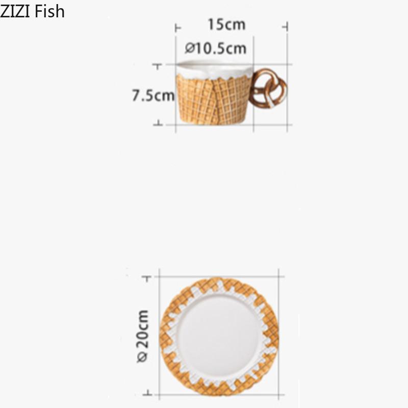 Креативная чашка для воды с печеньем, милая керамическая кружка, офисная чашка для послеобеденного чая, кофе, домашняя чашка для завтрака, молока, десертная тарелка, набор для напитков