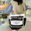 Girl's Shoulder Bag Student's Large Capacity Contrast Color Book Bag Crossbody Bag with Coin Purse