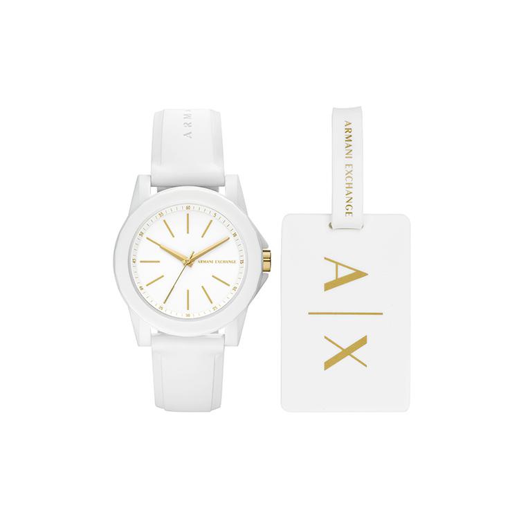 Armani Exchange AE Наручные часы Кварцевый механизм Силиконовый ремешок Белый циферблат Женские часы AX7126