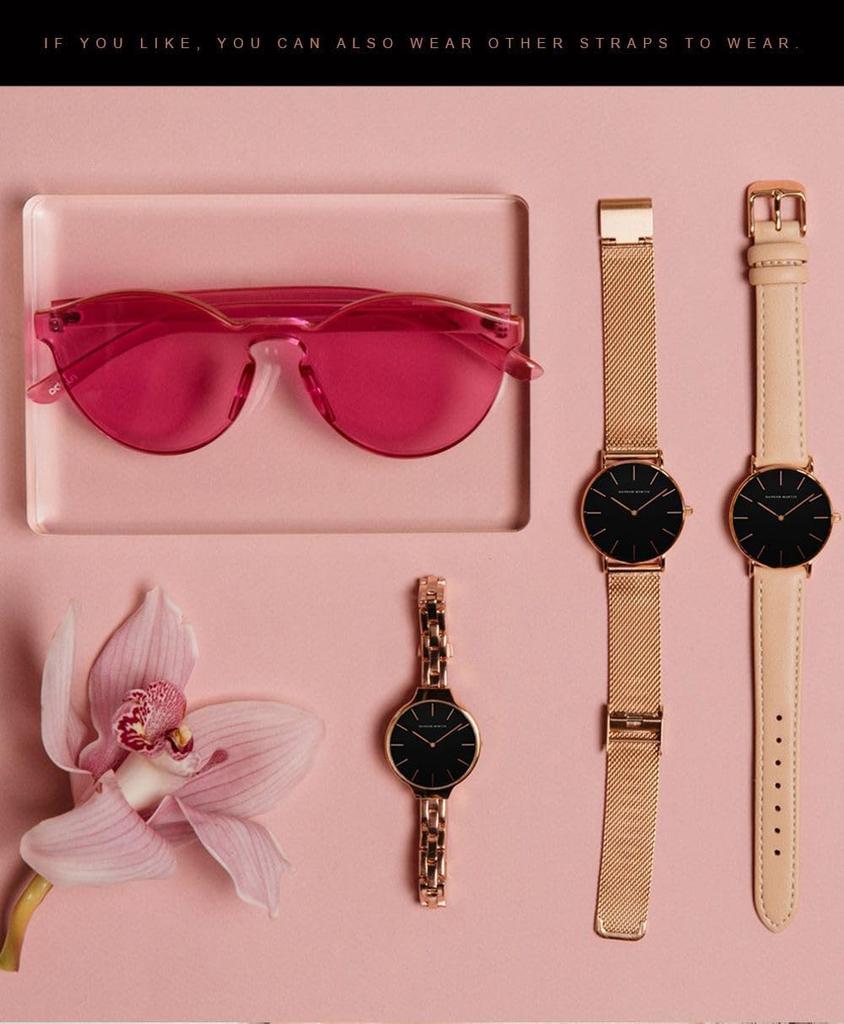 Hannah Martin Women's Analog Waterproof Watch ZJ0001, Cute and Simple, Made in Japan Movement, Stylish and Popular Gift (Rose Gold)