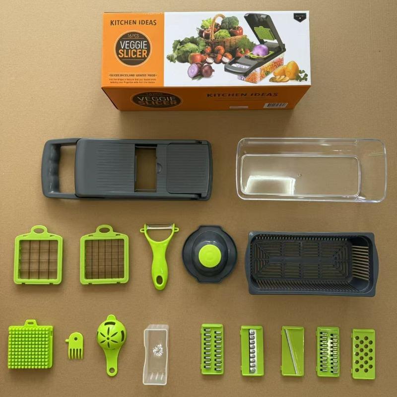 14/16-в-1 ручной измельчитель овощей для кухни, терка, кубикорезка, слайсер, многофункциональный инструмент для приготовления лука и овощей
