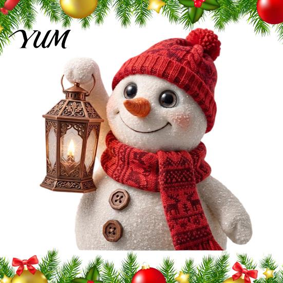 Removable Glass Stickers Christmas Snowman with Lantern Window Cling, Cute Static Sticker, PVC Decals Reusable Sticker for Doors and Holiday