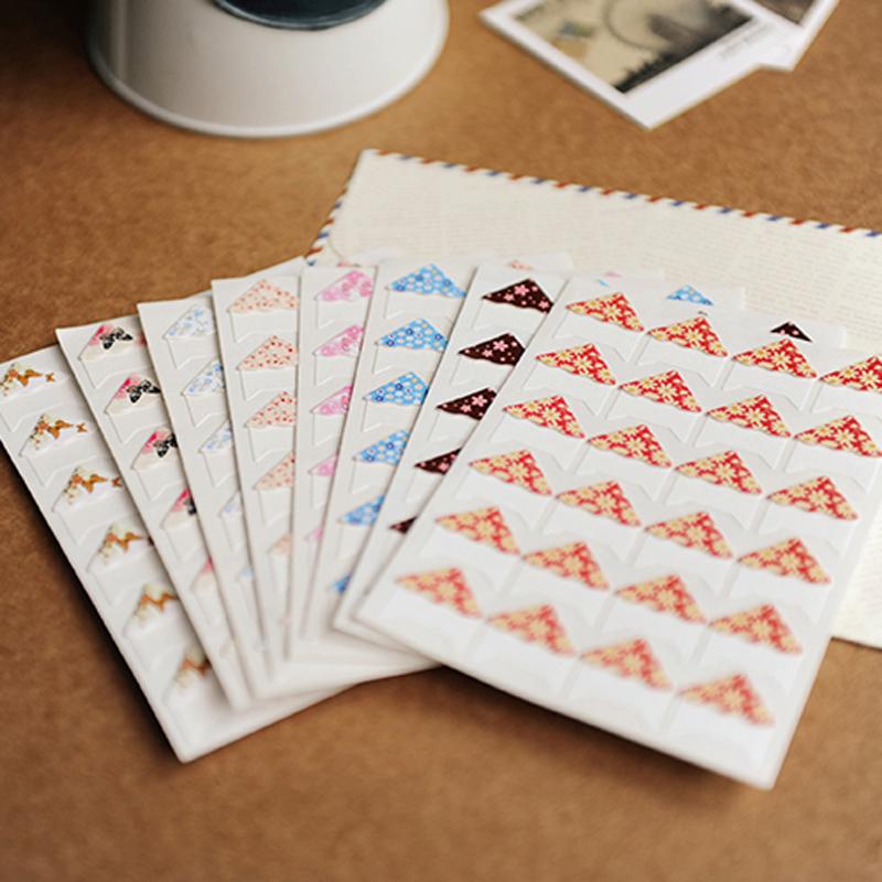 24 Pcs/sheet DIY Floral Print Corner Paper Stickers for Photo Albums Handwork Frame Decoration