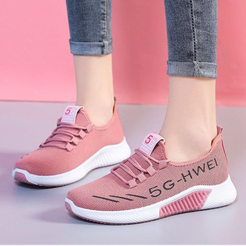 New Fly-Knit Sneakers Women's Spring, Summer and Autumn Soft Bottom Breathable Mesh Running Shoes Fashionable All-Matching Coconut Shoes