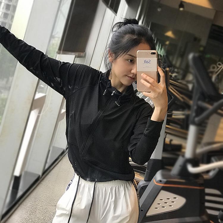 Женская быстросохнущая осенняя сетчатая спортивная куртка - Длинный рукав, Свободный крой, Повседневный топ на молнии для бега и йоги