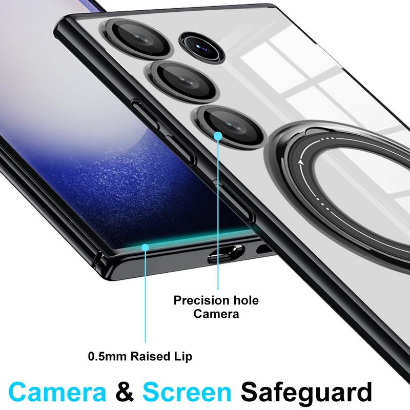 Прозрачный чехол для телефона с беспроводной зарядкой для Samsung S25 Ultra S24 FE S23 S22 A16 A56 A36 A55 A15 A35 Тонкий прозрачный противоударный магнитный держатель