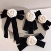 1Pcs Velvet Bow Tie Ladies College Style Shirt Collar Pins Fabric Camellia Flower Brooch Vintage Wedding Party Brooch For Women