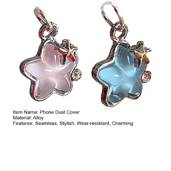 Yousheng Star-Shaped Phone Dust Plugs Type-C Port Covers with Charm Pendant Reusable Dust Plugs for Protecting Against Dirt Moisture