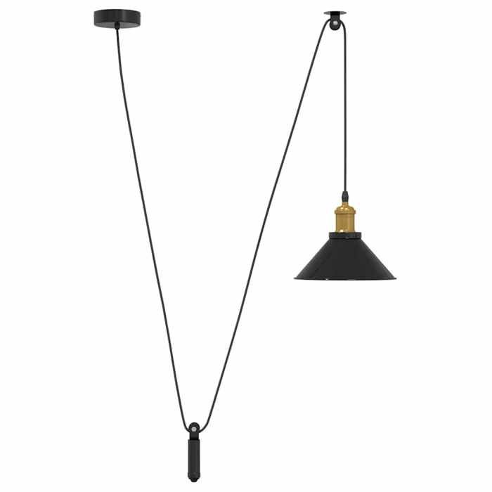 VidaXL Height-Adjustable Pendant Lamp E27 Glossy Black Ø22 Cm Metal, Hanging Lighting, Kitchen Pendant Lighting, 4103443