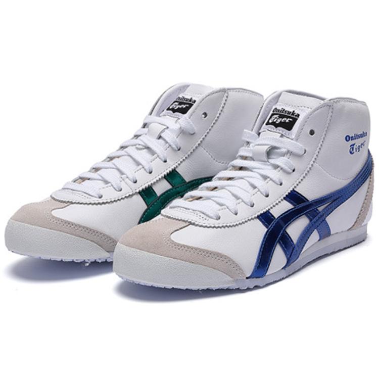 ONITSUKA TIGER Мексика Средние Кроссовки Удобные Износостойкие И Легкие Высокие Беговые Кроссовки Унисекс Белый Синий 1183A658-100