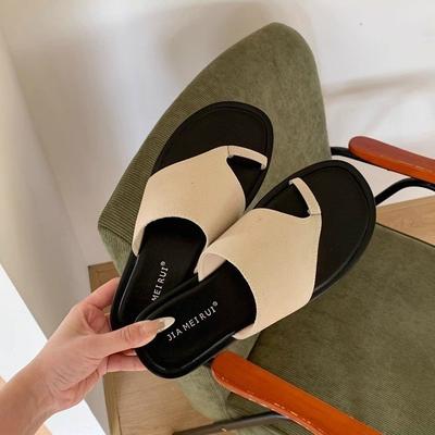 Дизайнерские нишевые шлепанцы с плоским носком, крутые шлепанцы, женская обувь, носить 2025, летние шлепанцы, пляжные шлепанцы на одной педали