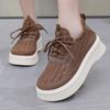 Womens Mesh Shoes Breathable Casual Shoes Thick-Soled Sneakers for Women Lace Up Platform Vulcanized Shoes Zapatos Mujer