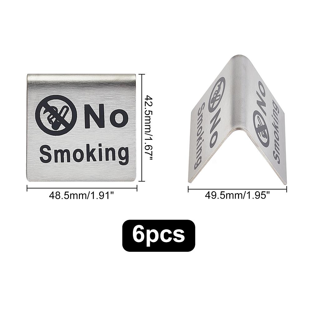6pcs Stainless Steel Number Stand No Smoking Stainless Steel color 48.5x49.5x42.5mm