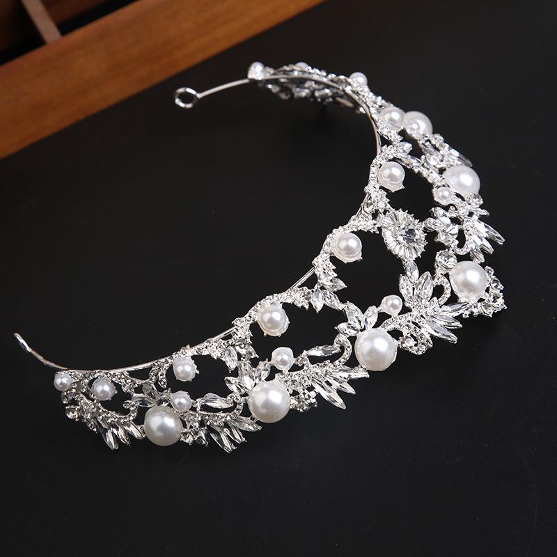 Свадебная тиара, серебряная атмосферная корона со стразами, повязка на голову, свадебные аксессуары для волос, свадебные аксессуары для свадебного платья