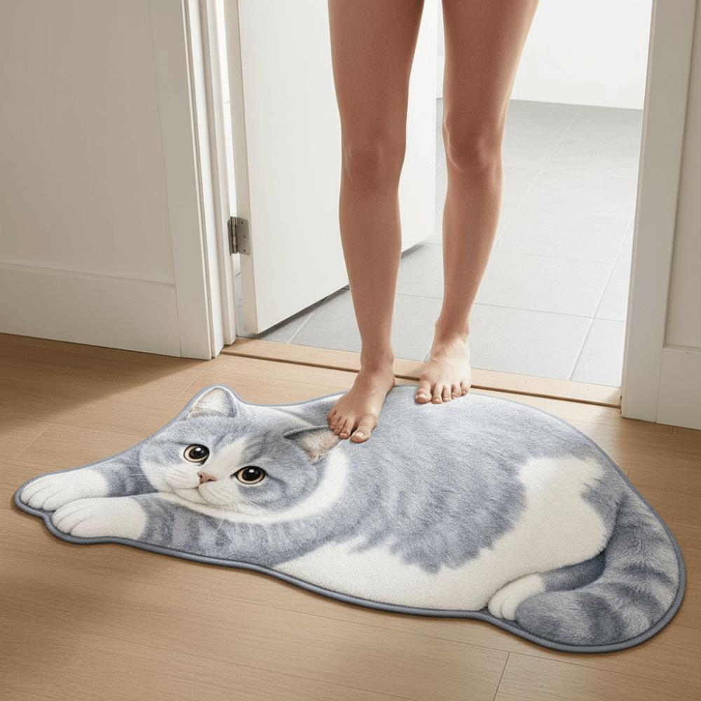 Decorative Rug Cat Shaped Rug Cat Pattern Cat Floor Mat Cute Animal Door Mat Living Room Decor