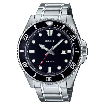 Мужские дайверские часы Casio Черные Классические - MDV-10-1A2VDF Циферблат, Серебристый/Черный,
