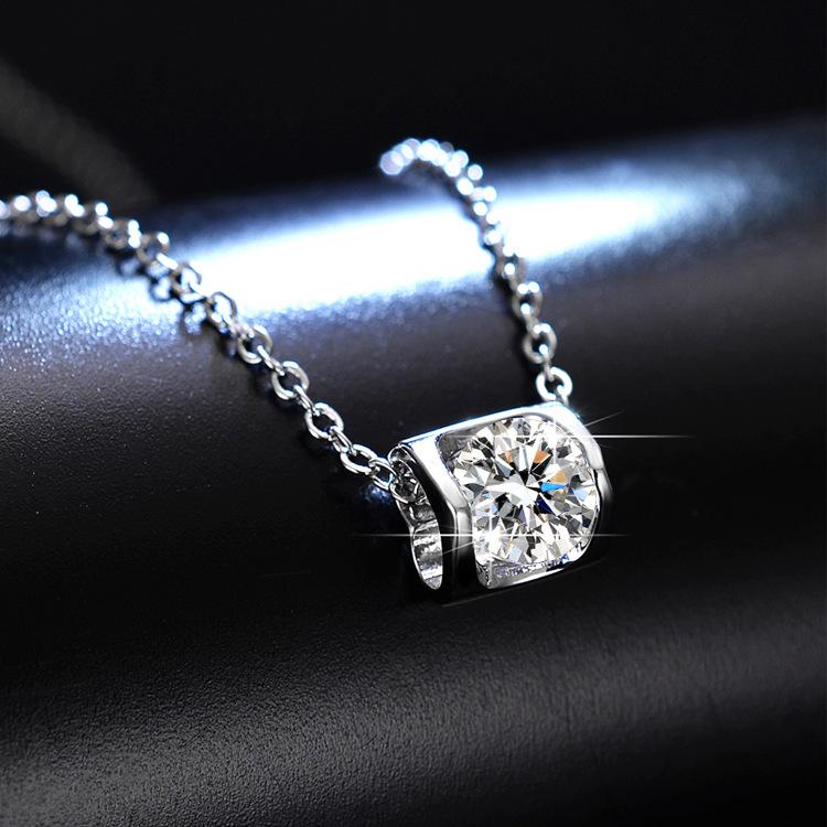 Модные аксессуары Поцелуй ангела имитация муассанита один карат ожерелье кулон ключичная цепочка