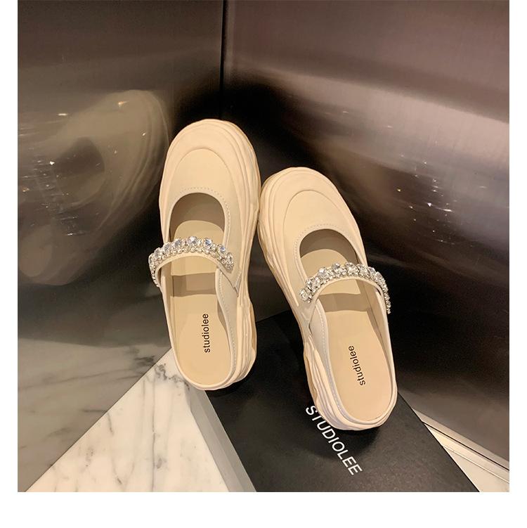Галерея Обувь для девочек из парусины Женские туфли со стразами и липучками, с круглой головкой, неглубокие, полуперетягивающиеся, повседневные туфли на платформе
