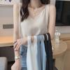 Women's White Double Layer V-Neck Chiffon Camisole - Slimming & Versatile Summer Tank Top