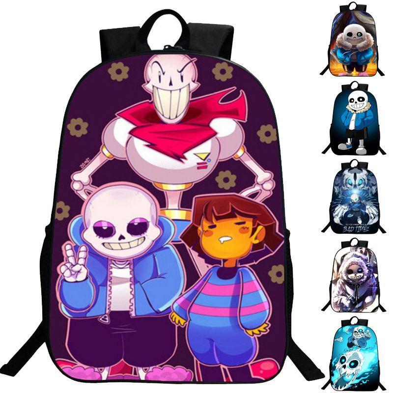 Детский рюкзак Undertale Sans 16 дюймов из прочного полиэстера с регулируемыми мягкими плечевыми ремнями