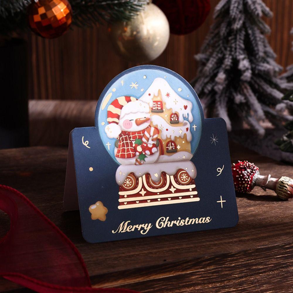 Поздравительные открытки с венком из золотой фольги, праздничные семейные открытки с Сантой, новые открытки «Счастливого Рождества» на зиму