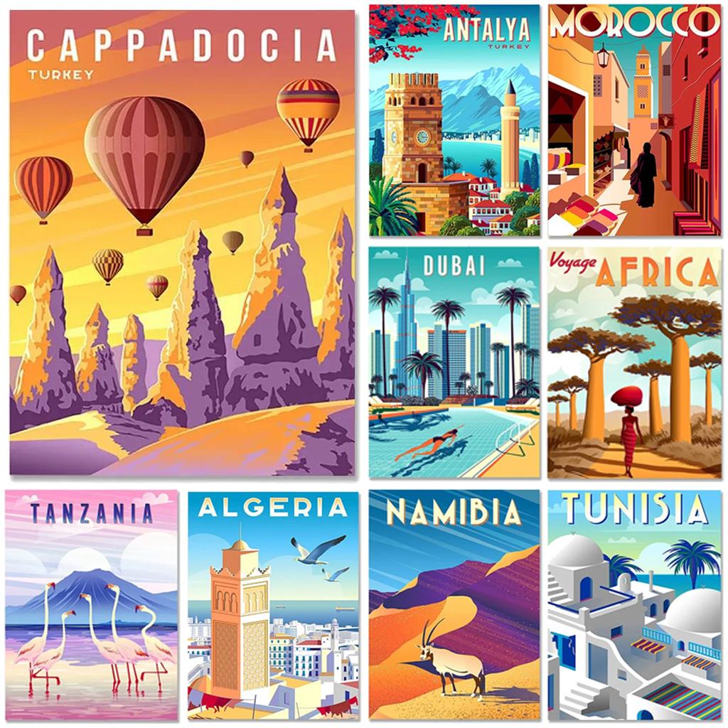 Metal Tin Signs Cappadocia Dubai Wall Decoration Plaque Vintage Art Poster Iron Painting for Man Cave Home Cafe Garden Club Bar