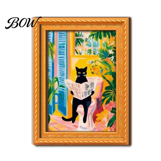 Artistic Wall Decor for Metal Cabinets Cute Cat Magnetic Fridge Magnet, Vintage Wooden Picture Frame, Fun Flexible Frames Desk Scene Cabinets,